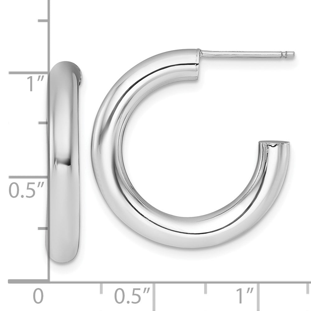 14K Weißgold Poliert 4.0 X 25mm Röhre C-hoop Ohrstecker