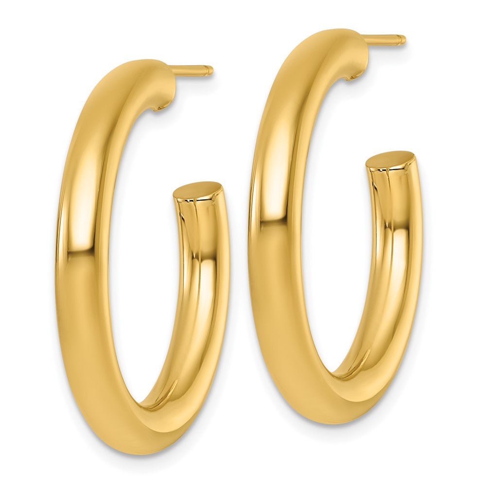 14K Gelbgold Poliert 4.0 X 30mm Röhre C-hoop Ohrstecker