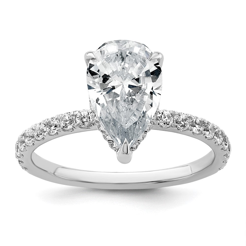 14K Weißgold 2,625 ct. zertifizierter im Labor gezüchteter Diamant VS/SI+ G+ Birne Komplett-Solitär mit Schwung Verlobungsring
