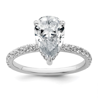 14K Weißgold 2,625 ct. zertifizierter im Labor gezüchteter Diamant VS/SI+ G+ Birne Komplett-Solitär mit Schwung Verlobungsring