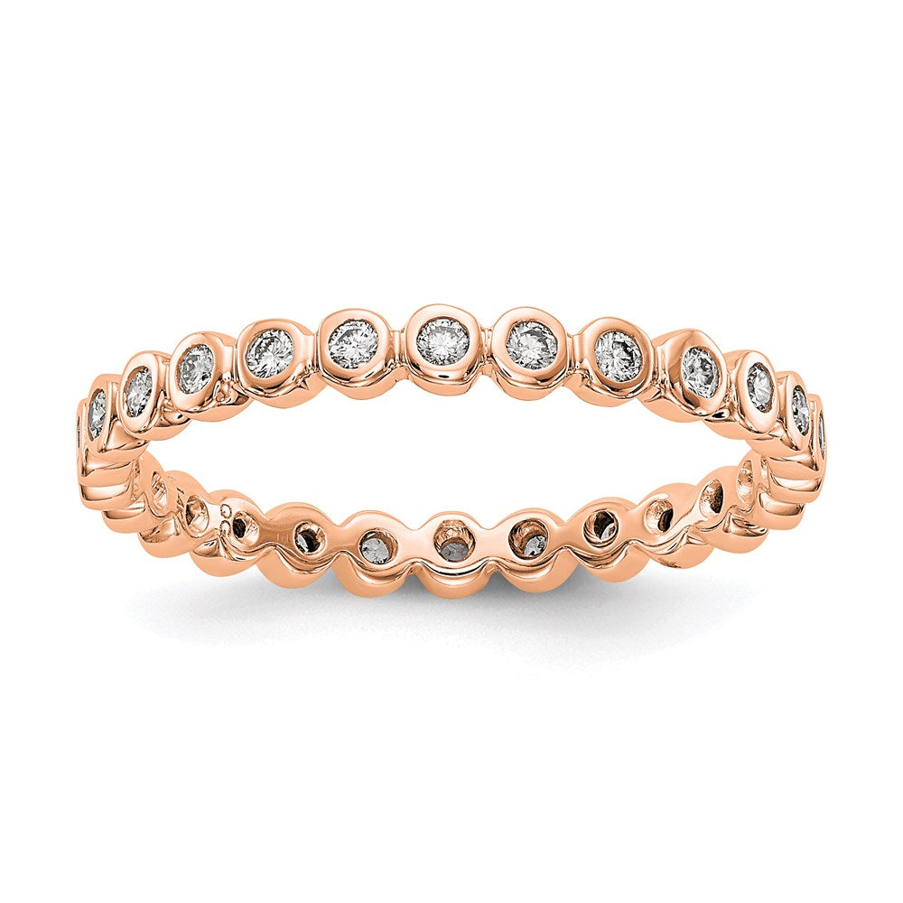 14K Roségold Poliert 1/3ct Zargenfassung Set Diamant Memoire Ehering Ring