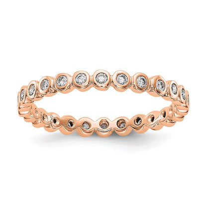 14K Roségold Poliert 1/3ct Zargenfassung Set Diamant Memoire Ehering Ring