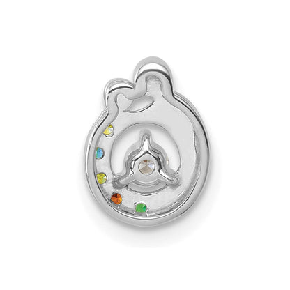 14K Weißgold 5 Echt Geburtsstein und Diamant. Mutter/child Kette Anhänger