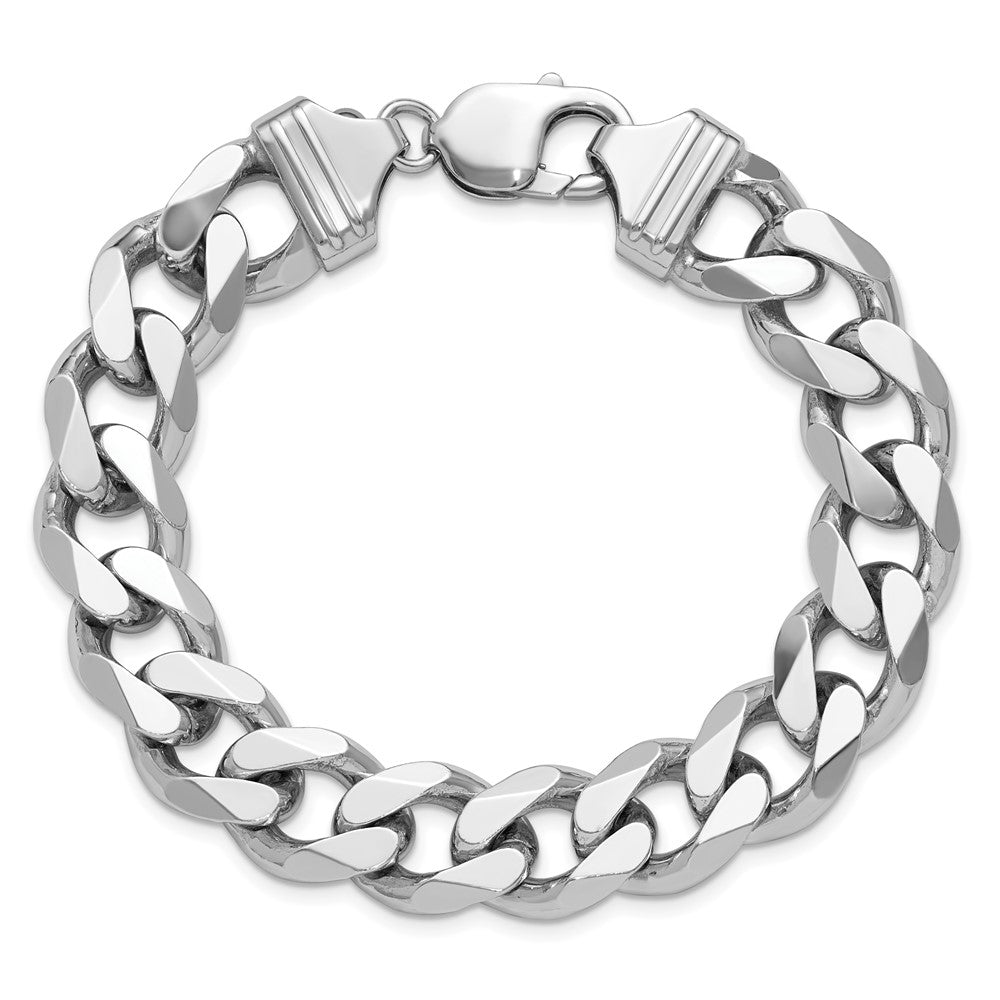 Sterlingsilber Rhodiniert 13mm Panzer Gliederarmband