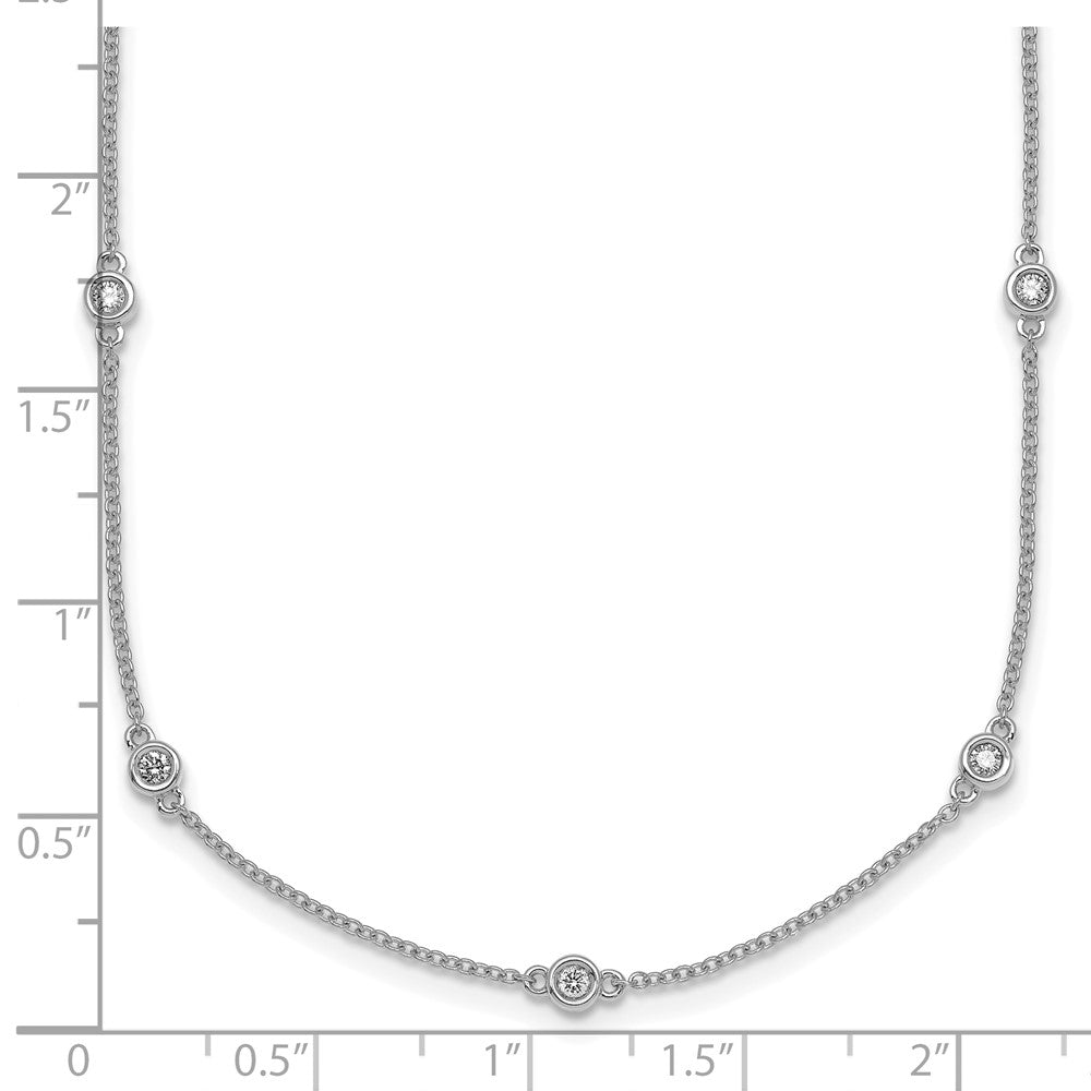 14K Weißgold Komplett 3/8 Karat Zargenfassung-set Diamant und Ankerkette Kette 17-station 20 Zoll Halskette
