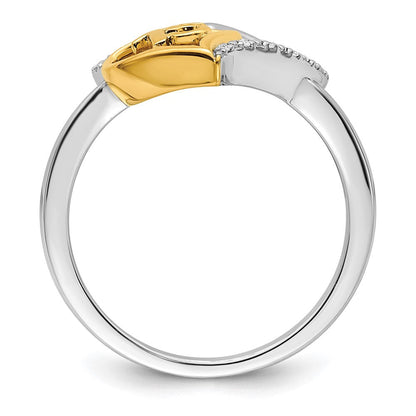 14K Zweifarbiger Gold Polierter Diamant-Herz-Ring zur Quinceañera