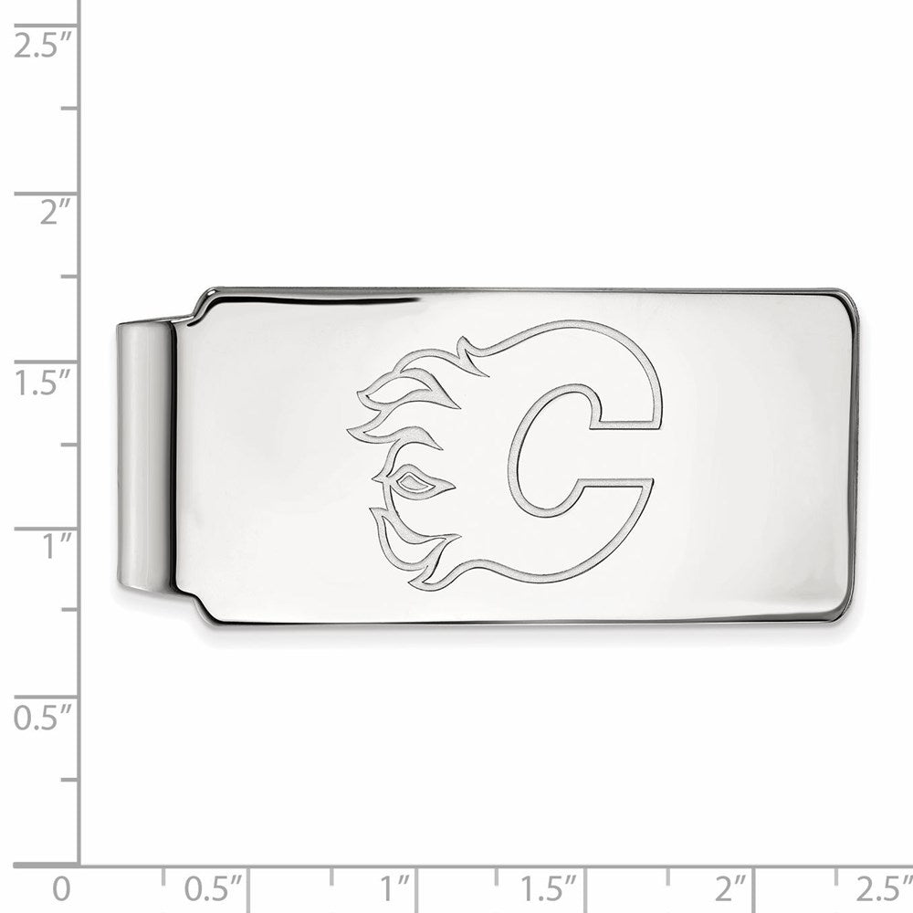 10K Weißgold Nhl Logoart Calgary Flames Geldklammer