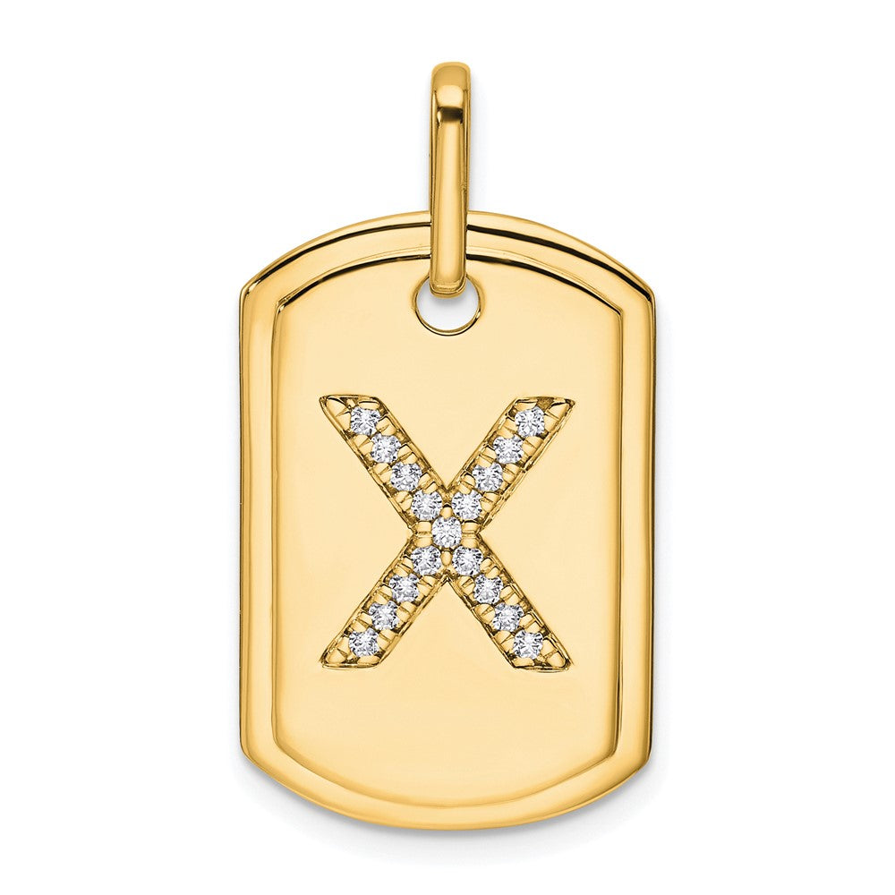 14K Gelbgold Diamant-Initial-X-Erkennungsmarken-Charm