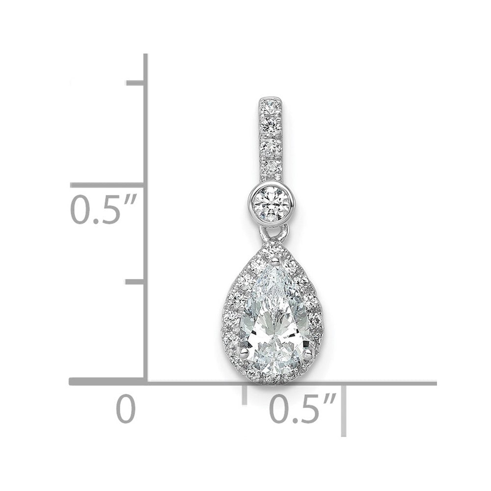 14K Weißgold Laborgezüchteter Diamant VS/SI+ G+ Halo Birne Semi-Mount Anhänger
