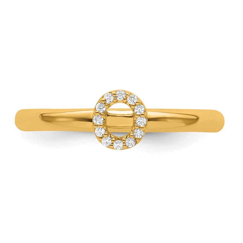 14K Gelbgold Stapelbar Diamant Initiale O Größe 7 Ring