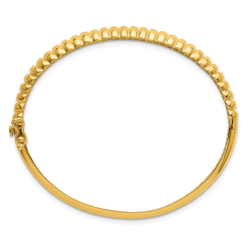 14K Gelbgold Poliert und Strukturiert Abgestuft Klappbar Oval Armreif Armband