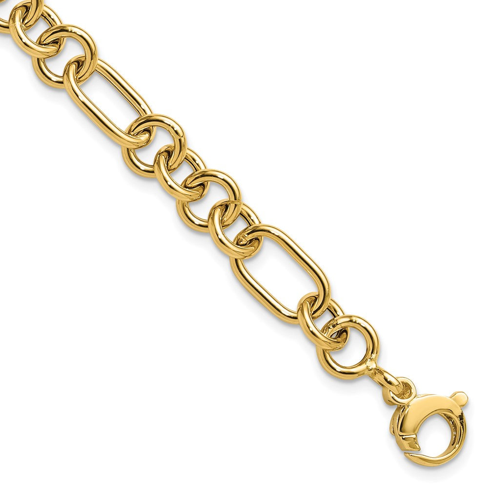 14K Gelbgold Poliert 7.9mm Fantasieglieder Gliederarmband
