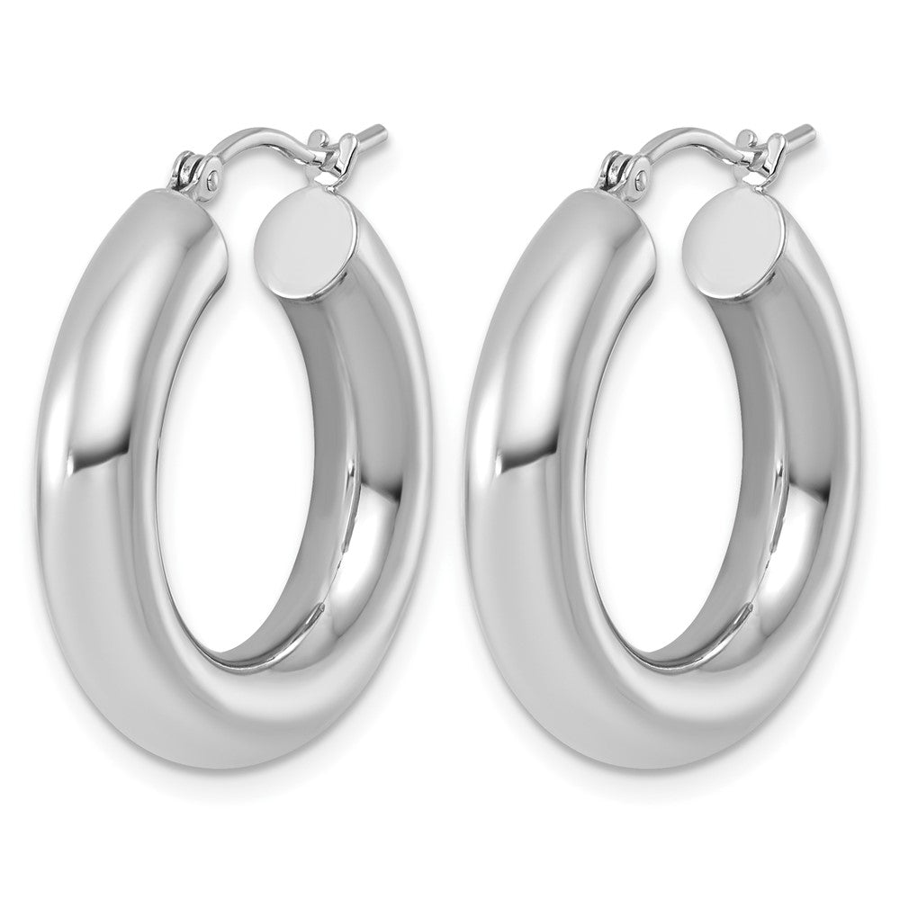 14K Weißgold 5x25mm Poliert Röhre Creolen
