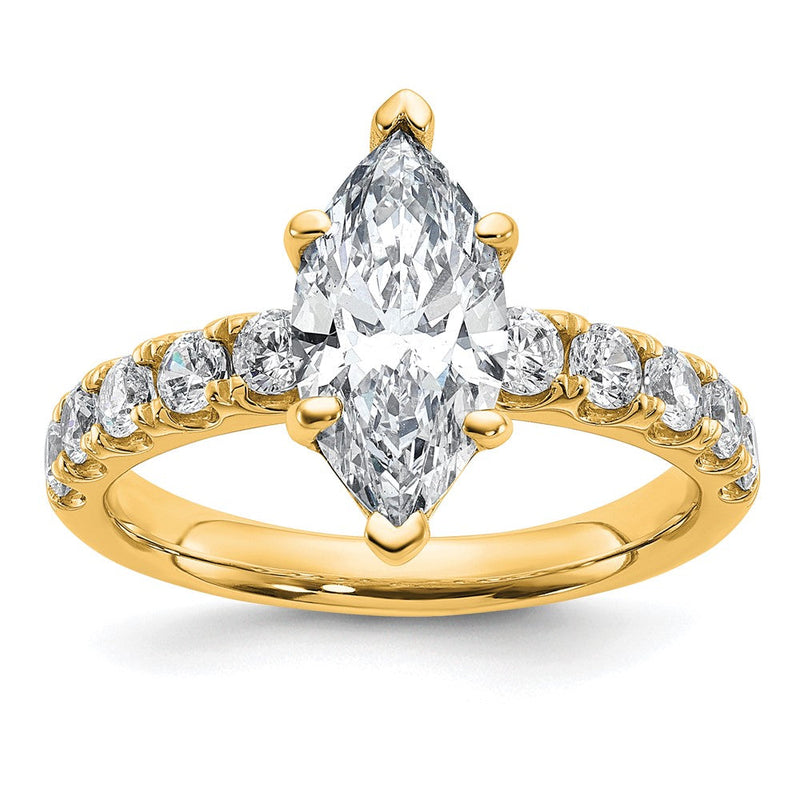 14K Gelbgold Zertifiziert 2 3/4 Karat Im Labor Gezüchtet Diamant Vs+ F+ Marquise Komplett Verlobungsring