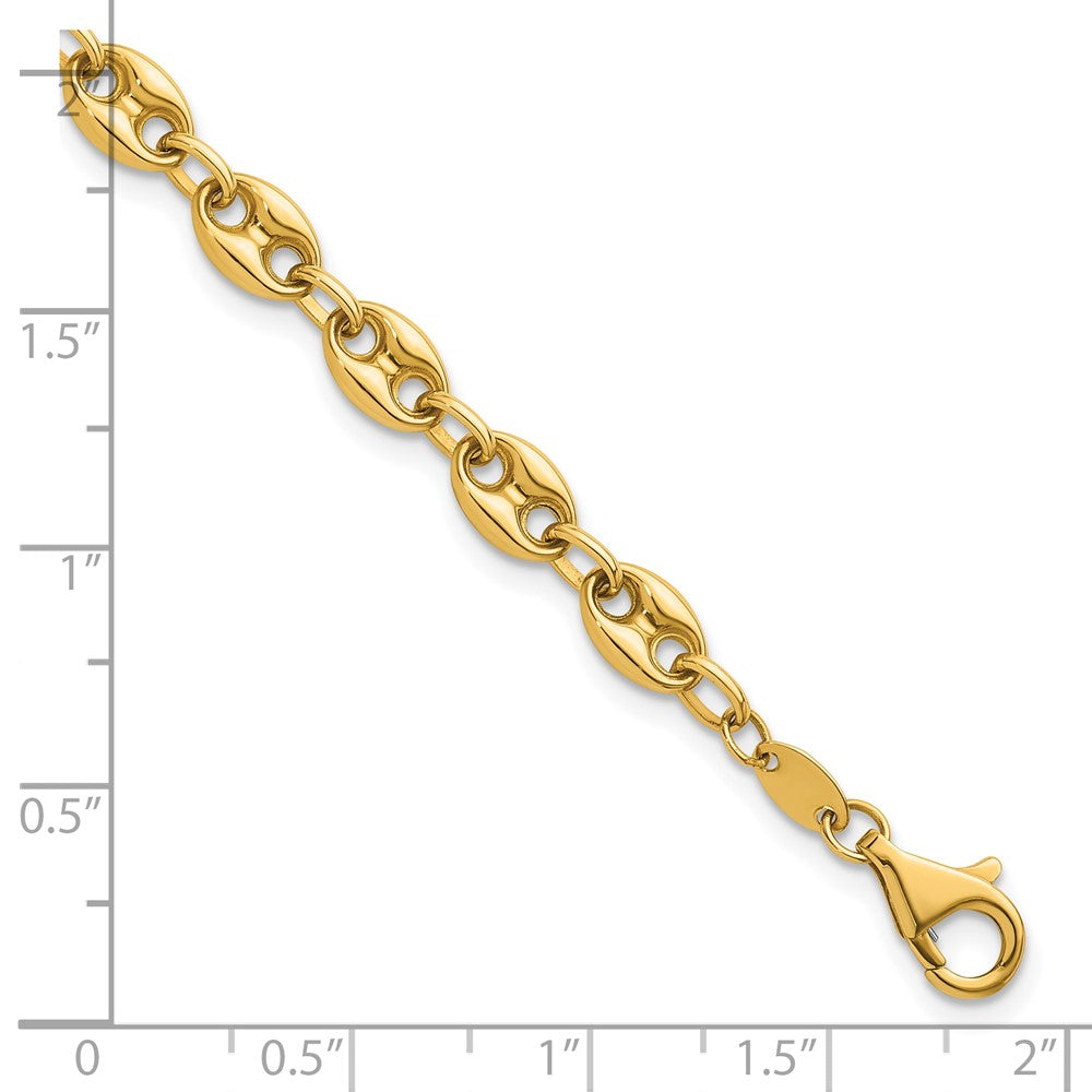 14K Gelbgold Poliert 5.6mm Gewölbt Anker/mariner Glieder Gliederarmband