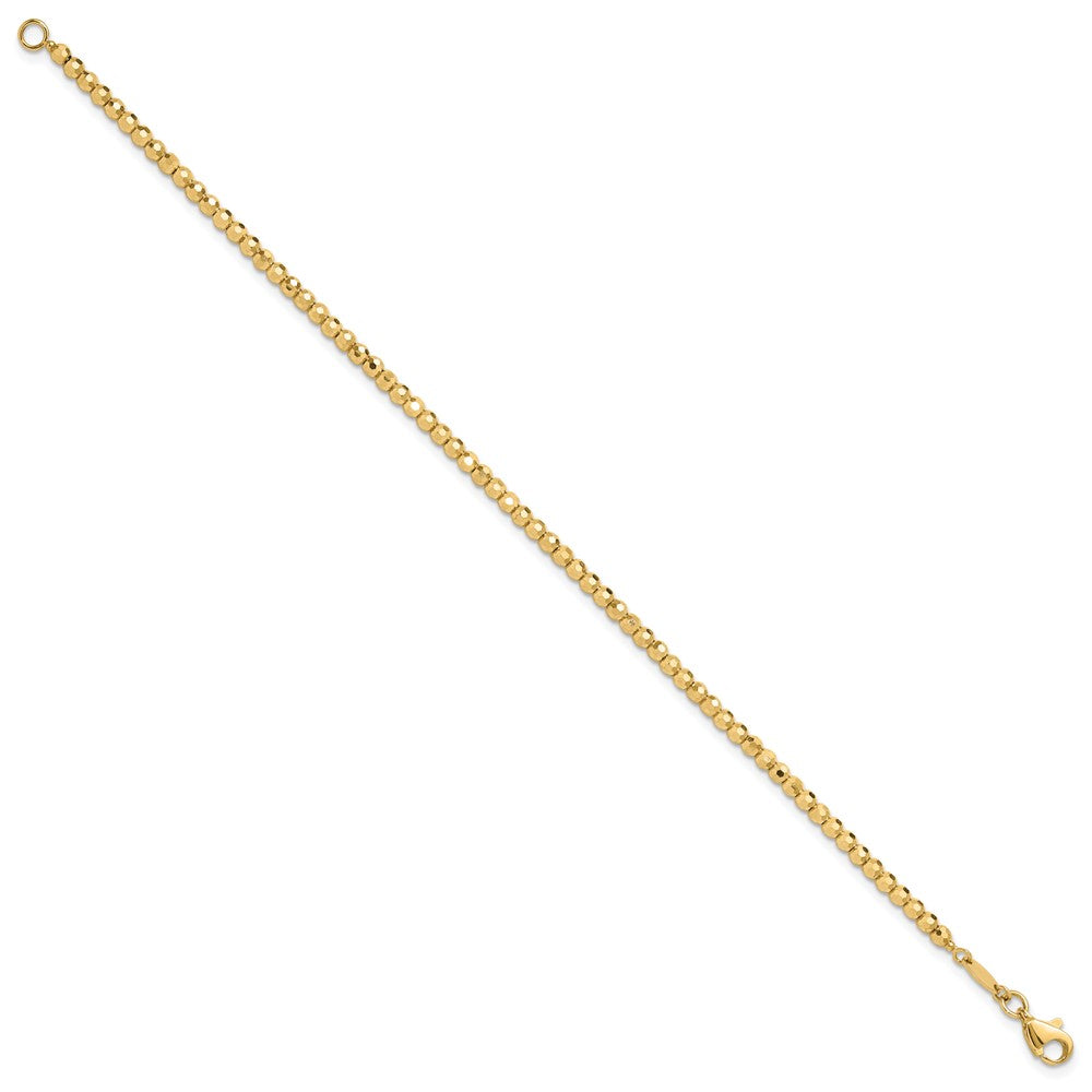 14K Gelbgold Poliert und Diamantiert Gekugelt 7.25 Zoll Armband