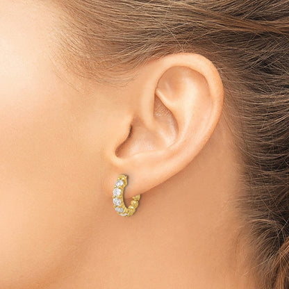 14K Gelbgold 1.7 Karat Diamant Rund Creole mit Sicherheits Verschluss Ohrringe
