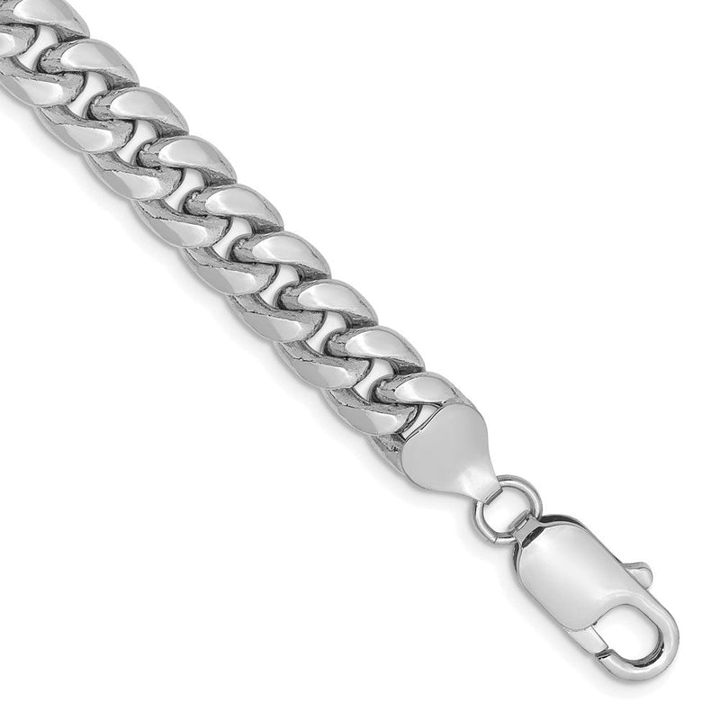 14K Weißgold 7.3mm Halbmassiv Miami Kubanisch Gliederarmband