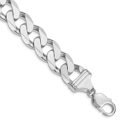 Sterlingsilber Rhodiniert 14.5mm Panzer Gliederarmband