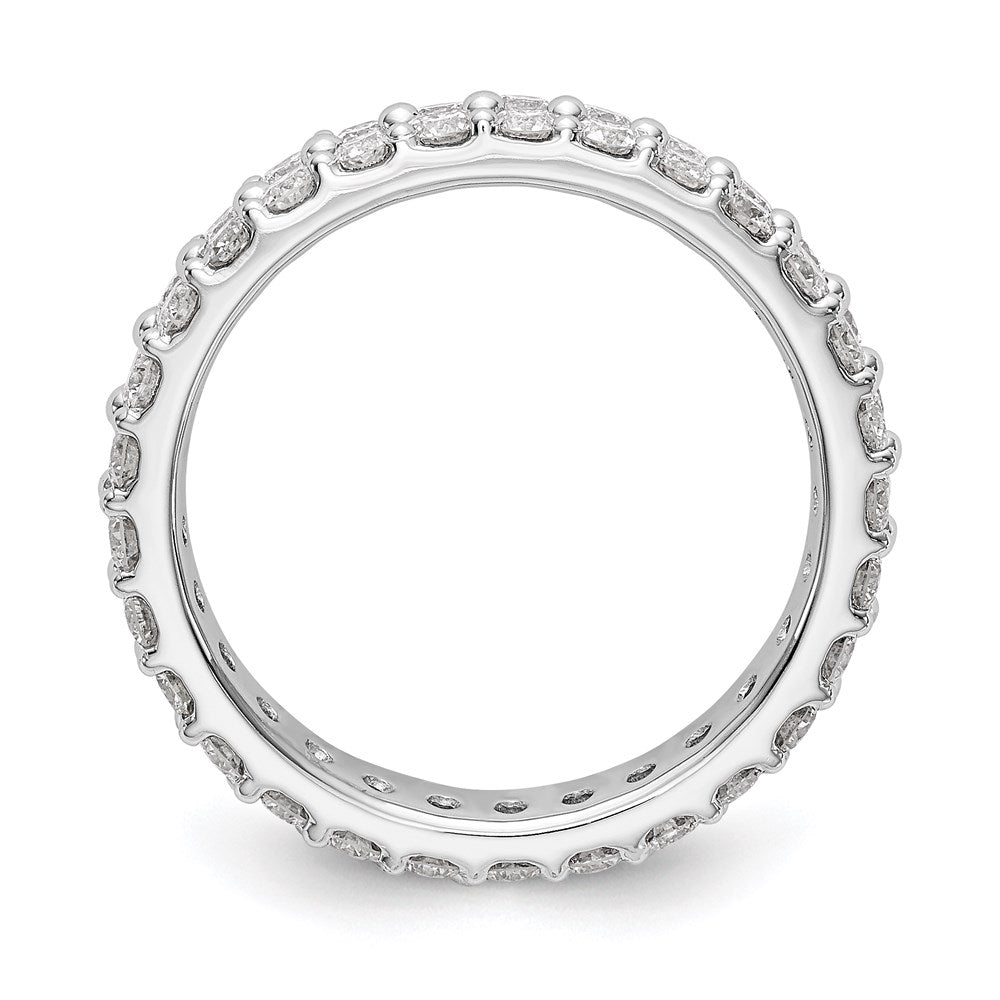 14K Weißgold Poliert Rund 2ct Doppelt Reihe Diamant Memoire Ehering Ring