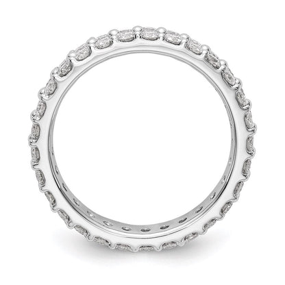 14K Weißgold Poliert Rund 2ct Doppelt Reihe Diamant Memoire Ehering Ring