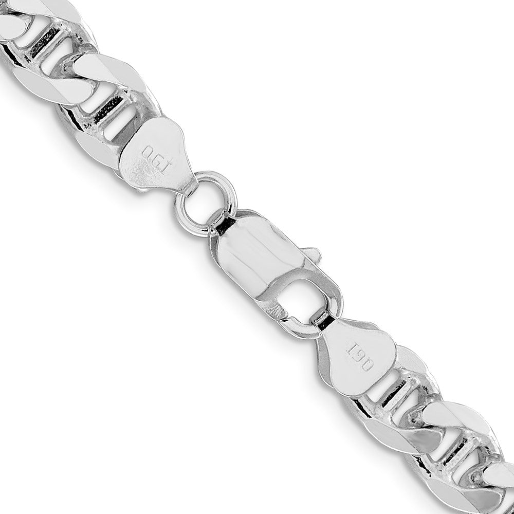 Sterlingsilber Rhodiniert 8.25mm Diamantiert Flach Anker Panzer Halskette
