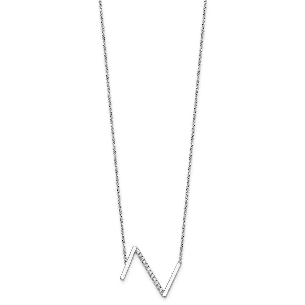 14K Weißgold Seitlich Diamant Initiale Z 18 Zoll Halskette