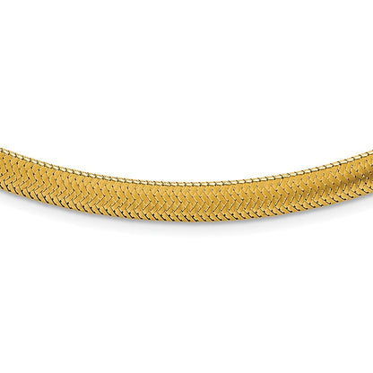 14K Gelbgold Poliert 6.1mm Geflochten Netz 17 Zoll Halskette