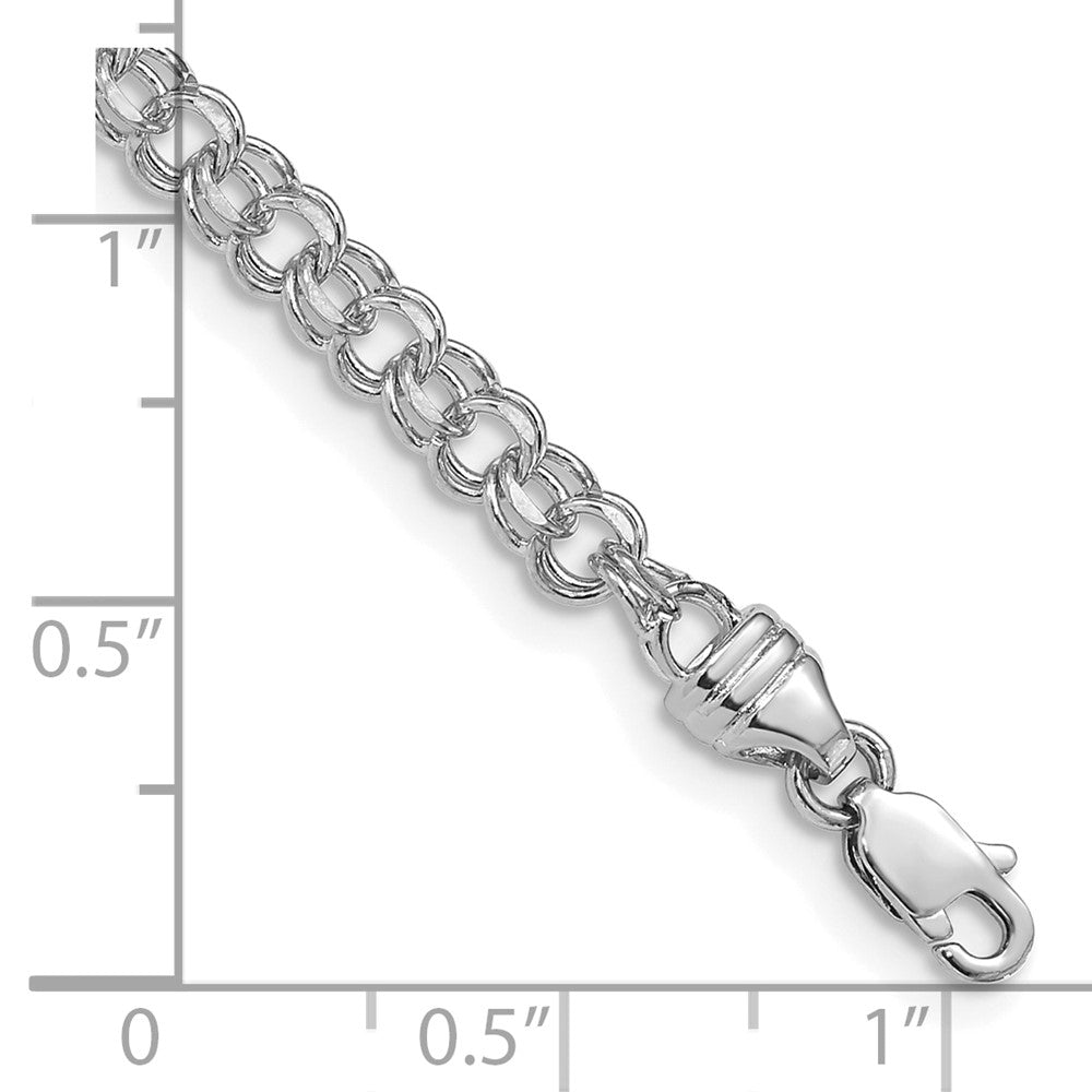 14K Weißgold 3.75mm Diamantiert Massiv Schwer Doppelt Glieder Charm Armband