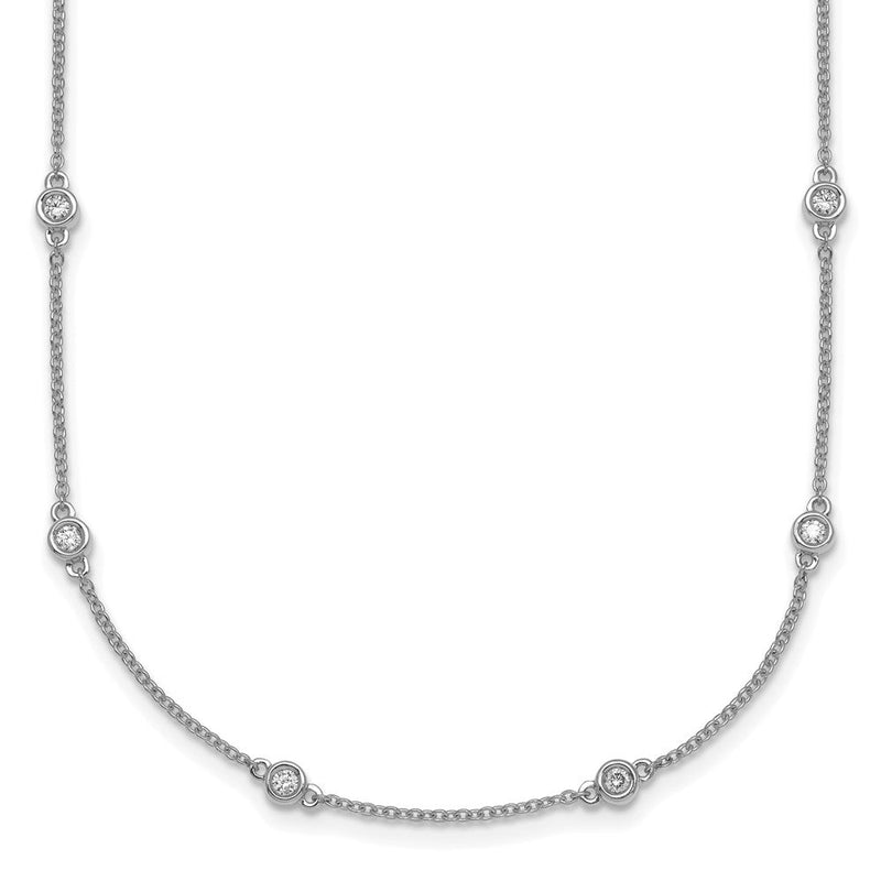 14K Weißgold Komplett 1/2 Karat Zargenfassung-set Diamant und Ankerkette Kette 18-station 18 Zoll Halskette
