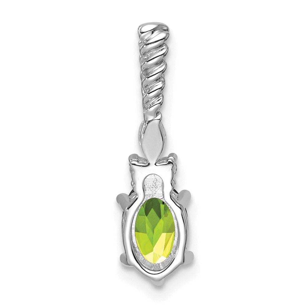 14K Weißgold Diamant und 7x5 Oval August/peridot Gedreht Kette Anhänger