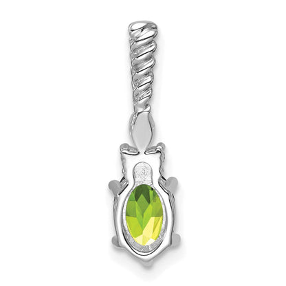 14K Weißgold Diamant und 7x5 Oval August/peridot Gedreht Kette Anhänger