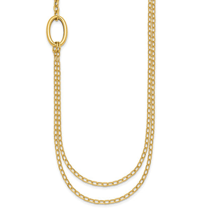 14K Gelbgold Poliert Oval Doppelt Strang Ankerkette Kette 18 Zoll Halskette