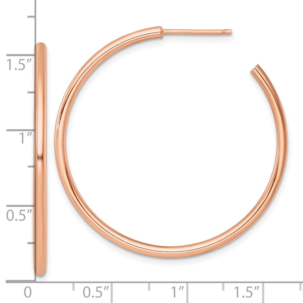 14K Roségold Poliert 2.0 X 40mm Röhre C-hoop Ohrstecker