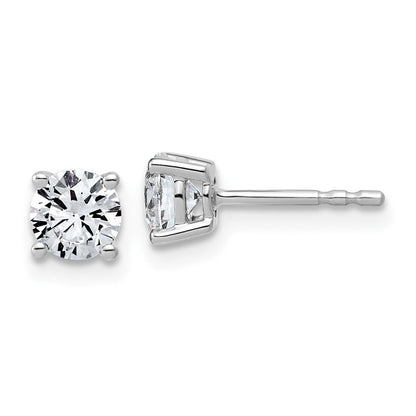 14K Weißgold Ohrstecker mit 1K im Labor gezüchtetem Diamant, rund, VS/SI+ G+, komplette Vierzack-Fassung, leichtgewichtig