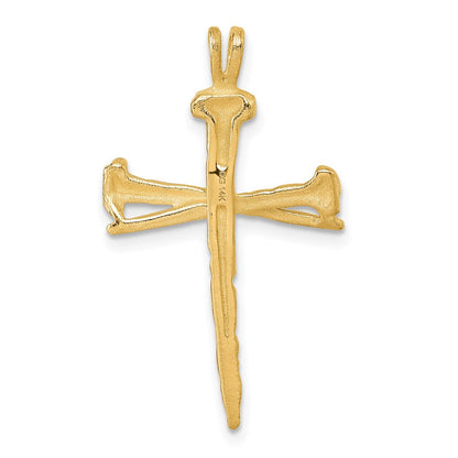 14K Gelbgold polierter Nagel-Kreuz-Charm