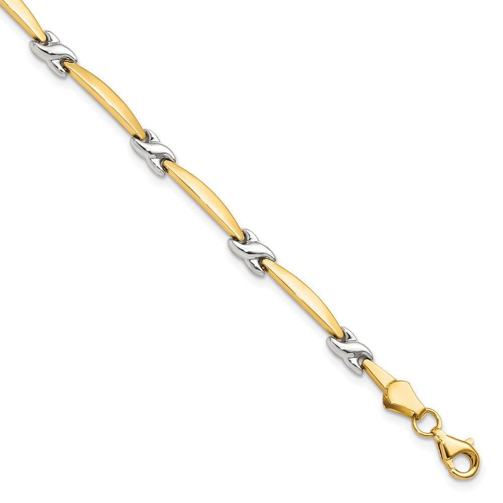 14K Gelbgold mit Rhodium Diamantiert Fantasie Gliederarmband