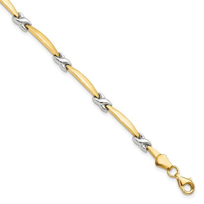 14K Gelbgold mit Rhodium Diamantiert Fantasie Gliederarmband