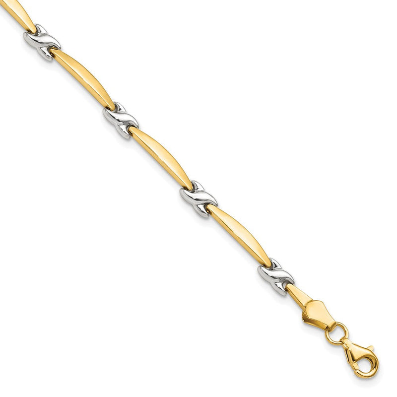 14K Gelbgold mit Rhodium Diamantiert Fantasie Gliederarmband