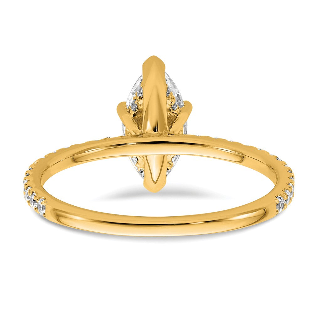14K Gelbgold Verlobungsring mit zertifiziertem 1 3/8K im Labor gezüchtetem Diamant VS/SI+ G+ Marquise, Solitär mit Flair-Fassung