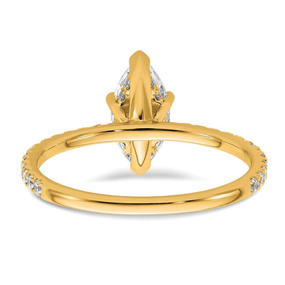 14K Gelbgold Verlobungsring mit zertifiziertem 1 3/8K im Labor gezüchtetem Diamant VS/SI+ G+ Marquise, Solitär mit Flair-Fassung