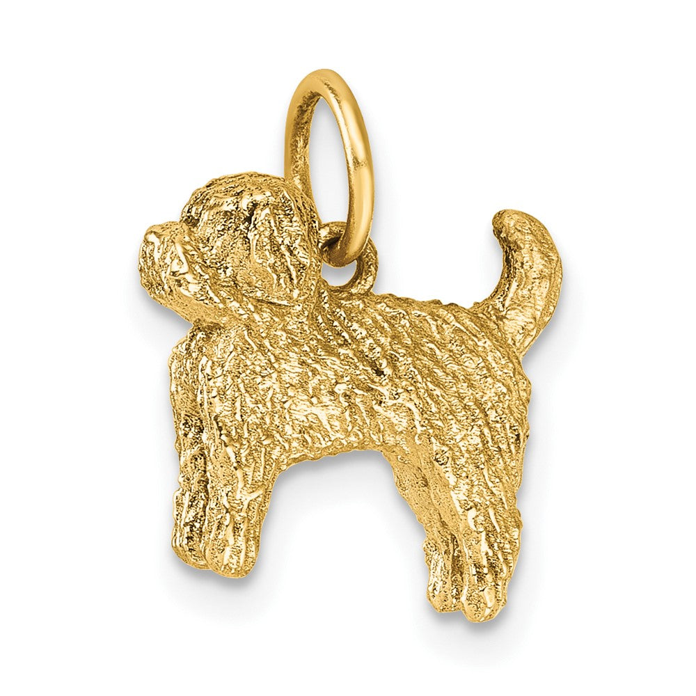 14K Gelbgold Polierter Struppiger-Hund Anhänger