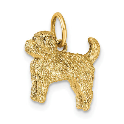 14K Gelbgold Polierter Struppiger-Hund Anhänger