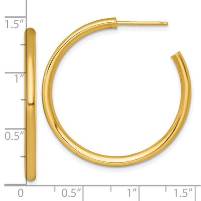 14K Gelbgold Poliert 2.5 X 35mm Röhre C-hoop Ohrstecker