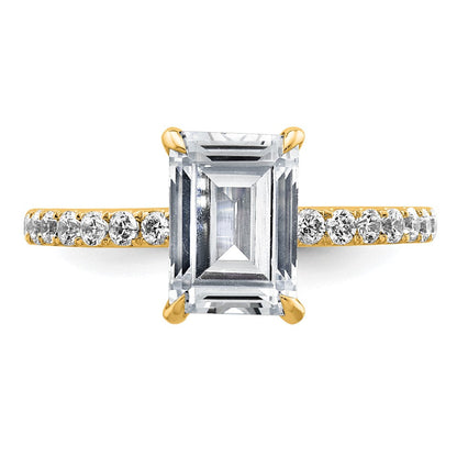 14K Gelbgold 2 3/8K zertifizierter im Labor gezüchteter Diamant VS+ F+ Emerald-Schliff kompletter Solitär mit Flair Verlobungsring