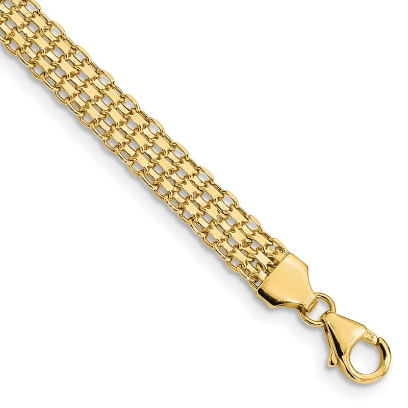 14K Gelbgold Poliert 6.2mm Fantasie Bismark Glieder Gliederarmband