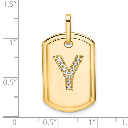 14K Gelbgold Diamant-Initial-Y-Erkennungsmarken-Charm