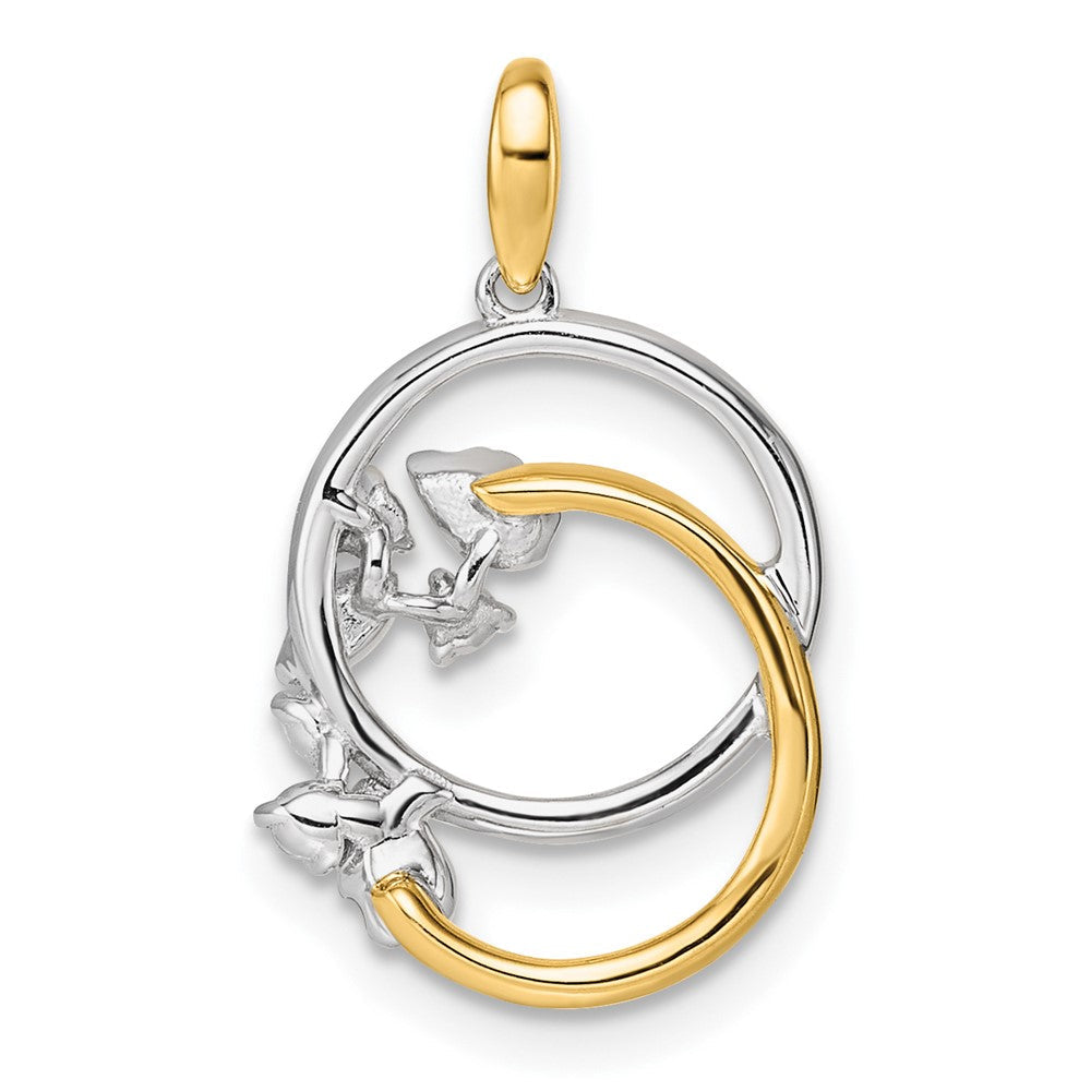 14K Bicolor Gold Polierter Diamant-Anhänger mit verschlungenen Kreisen, 0,2 ct