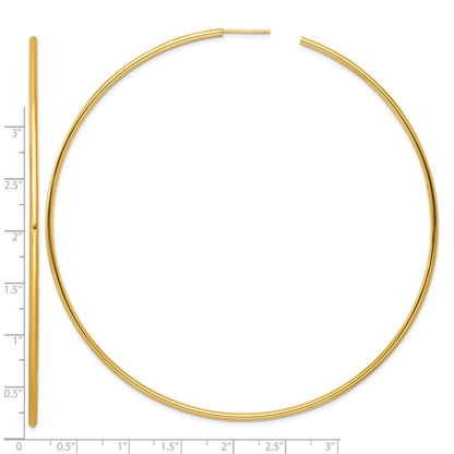 14K Gelbgold Poliert 2.0 X 100mm Röhre C-hoop Ohrstecker