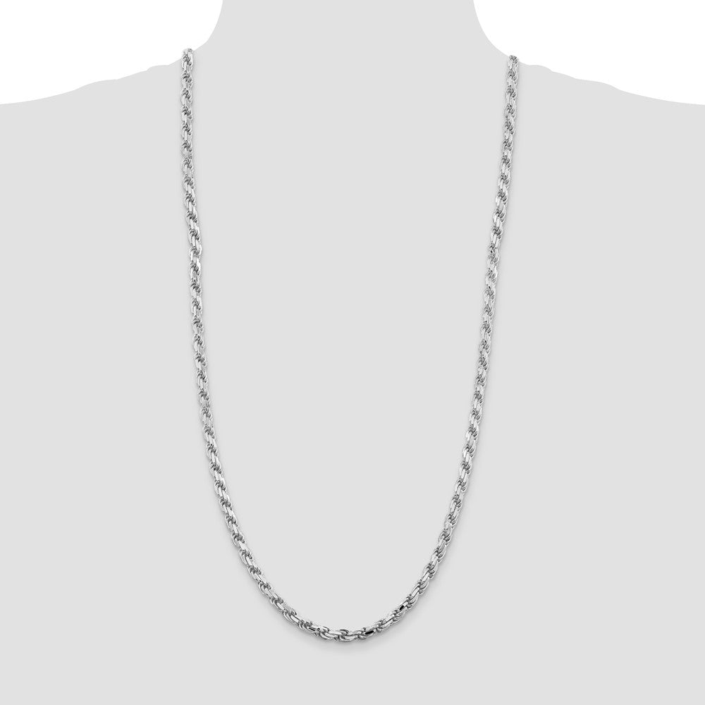Sterlingsilber Rhodiniert 5.75mm Diamantiert Kordel 30 Zoll Kette